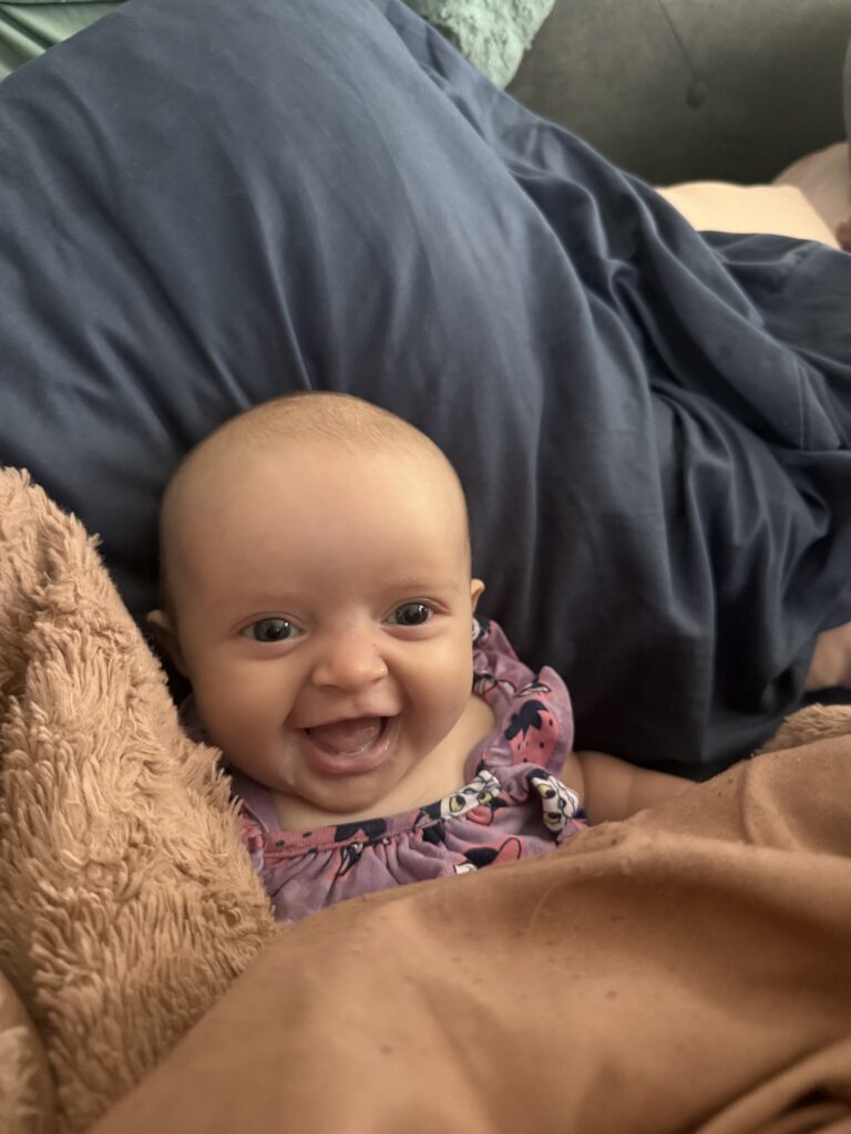 Joslyn McMillan smiles at home after her NICU stay