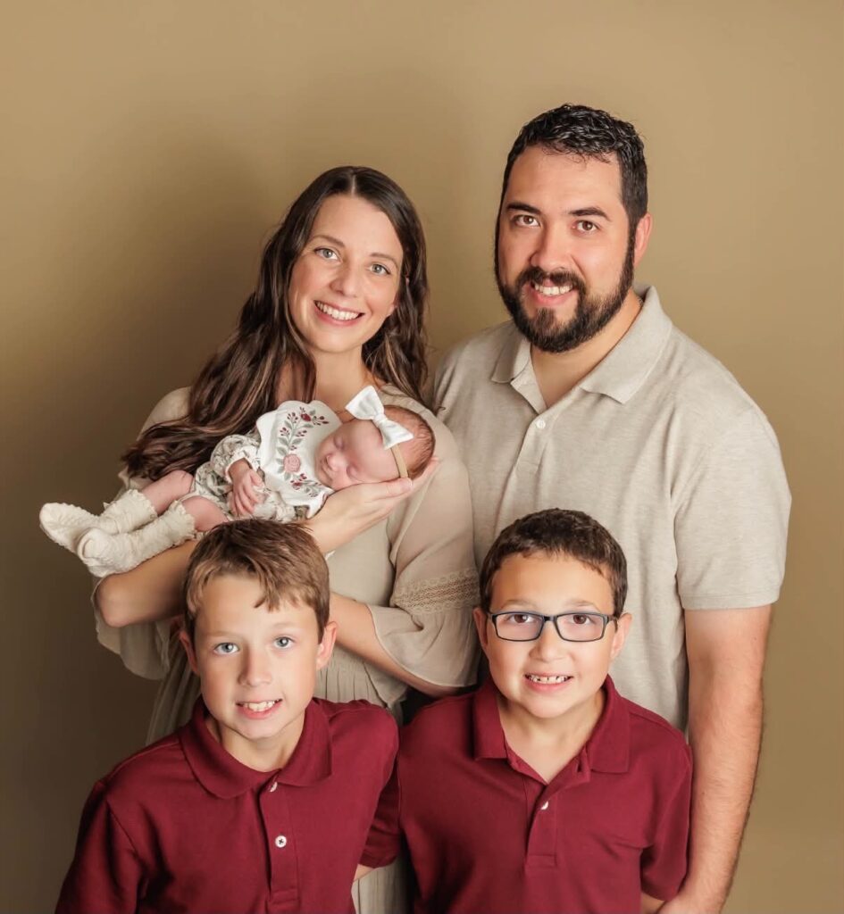 Amber and James Stephens with their children Carter, Colton and Sophie